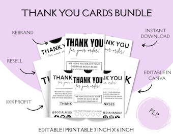 Business Thank You Cards Canva Template Bundle,Customer Appreciation Cards,Small Business Notes | Editable Thank You Card | Instant Download