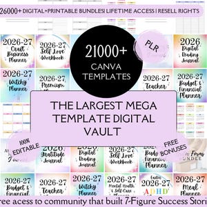 Bundel met 21000+ canvassjablonen | Mega digitale productbundel | Planners, tijdschriften, trackers | PLR-sjablonen | Digitale producten doorverkopen afbeelding 1