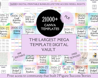 21000+ Canva Templates Bundle | Mega Digital Product Bundle | Planners, Journals, Trackers | PLR Templates | Resell Digital Products