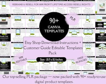 90+ Ready-Made Etsy Download Instruction Template for Resell|Customer Guide|Etsy Shop Tools Bundle|Thank You Page|Product Delivery Template