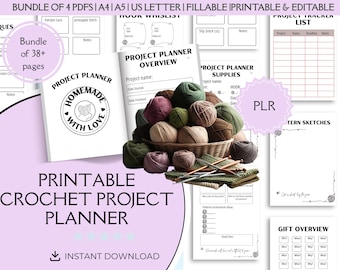 Printable Crochet Project Planner | Editable Crochet Organizer, Crochet Planner, Crochet Patterns and Supplies, Crochet Business | notebook