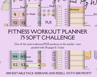 75 Soft Challenge Fitness Planner | Workout Tracker & Habit Journal | Wellness Challenge Planner | Printable Fitness Planner |Canva Template