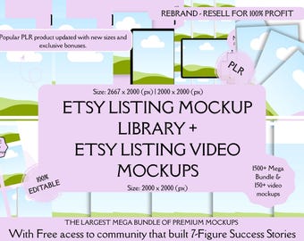 Etsy Listing Mockup Bundle | Canva Video Mockups Templates | Product Listing Photos | Digital Product Mockup Kit,Etsy Seller Tools Download