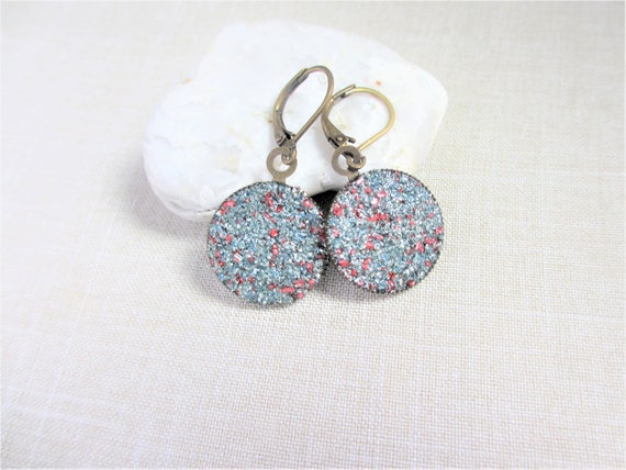 Blue and Red Mixed Glitter Resin Earrings