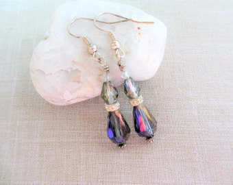 Blue Crystal Teardrop Earrings, Handmade Earrings, Blue Crystal Earrings, Blue Earrings, Dangle Earrings, Dangle, Women, Teen, Gift