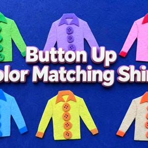 Buttoning Color Matching Shirt Felt Set | Montessori Fine Motor | Toddler Busy Board | Preschool Life Skills Toy | Quiet Book Learning Set