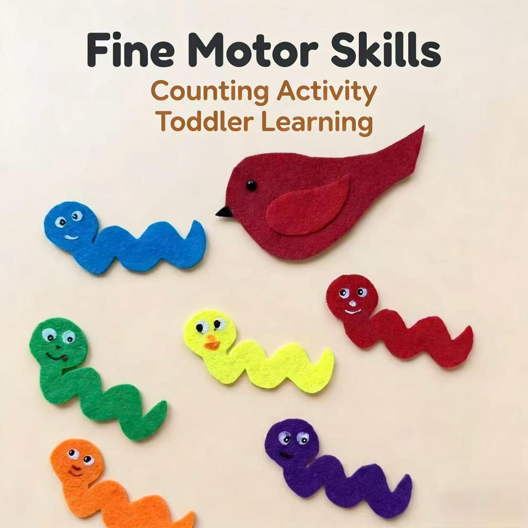 Felt Worm Counting Toy | Montessori Fine Motor Skills Activity for ...