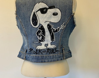 Rock and roll Dog, adult vest, handpainted