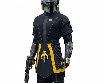 Boba Fett Mandalorian Fliegeranzug mit Mythosaur Rock | Buch von Boba Fett inspiriertes Kostüm | Star Wars Kopfgeldjäger Outfit