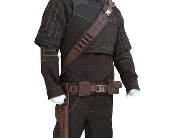 Star Wars Mandalorian Brown Cosplay Costume, Full Din Djarin Flight Suit, Flak Vest & Bounty Hunter Gear