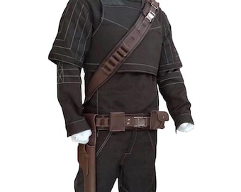 Star Wars Mandalorian Brown Cosplay Costume, Full Din Djarin Flight Suit, Flak Vest & Bounty Hunter Gear