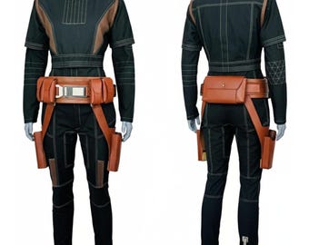 Bo-Katan Kryze Mandalorian Cosplay Costume - Women's Flight Suit & Leather Belt Set - Nite Owl Bounty Hunter Outfit