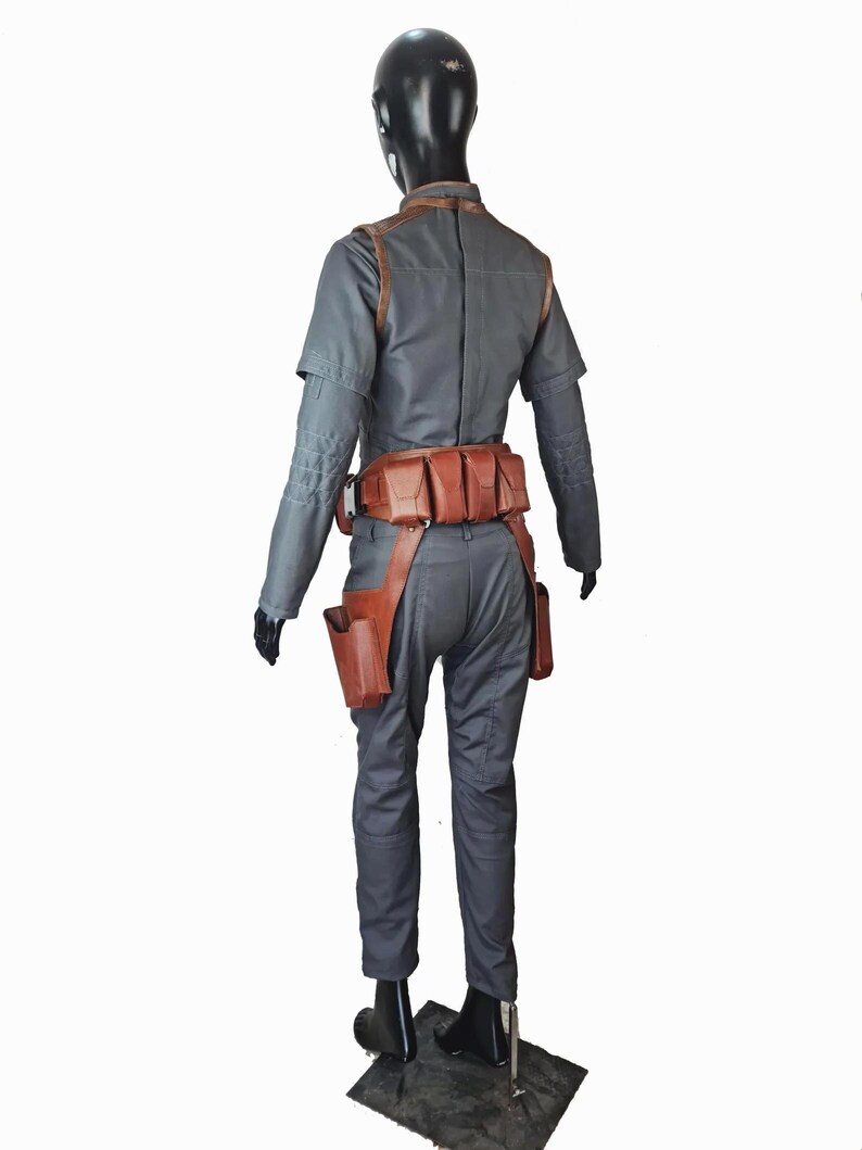 Bo-Katan Flight Suit | Mandalorian Princess Full Costume | Scifi Nite Owl Cosplay | Rebel Poncho Leather Belt image 6