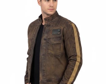 Star Wars Cassian Andor Jacket | Dark Brown Canvas Cosplay Coat | Rogue One Inspired Costume