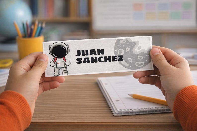 Editable Space Classroom Name Tags | Astronaut Desk Plates (canva ...