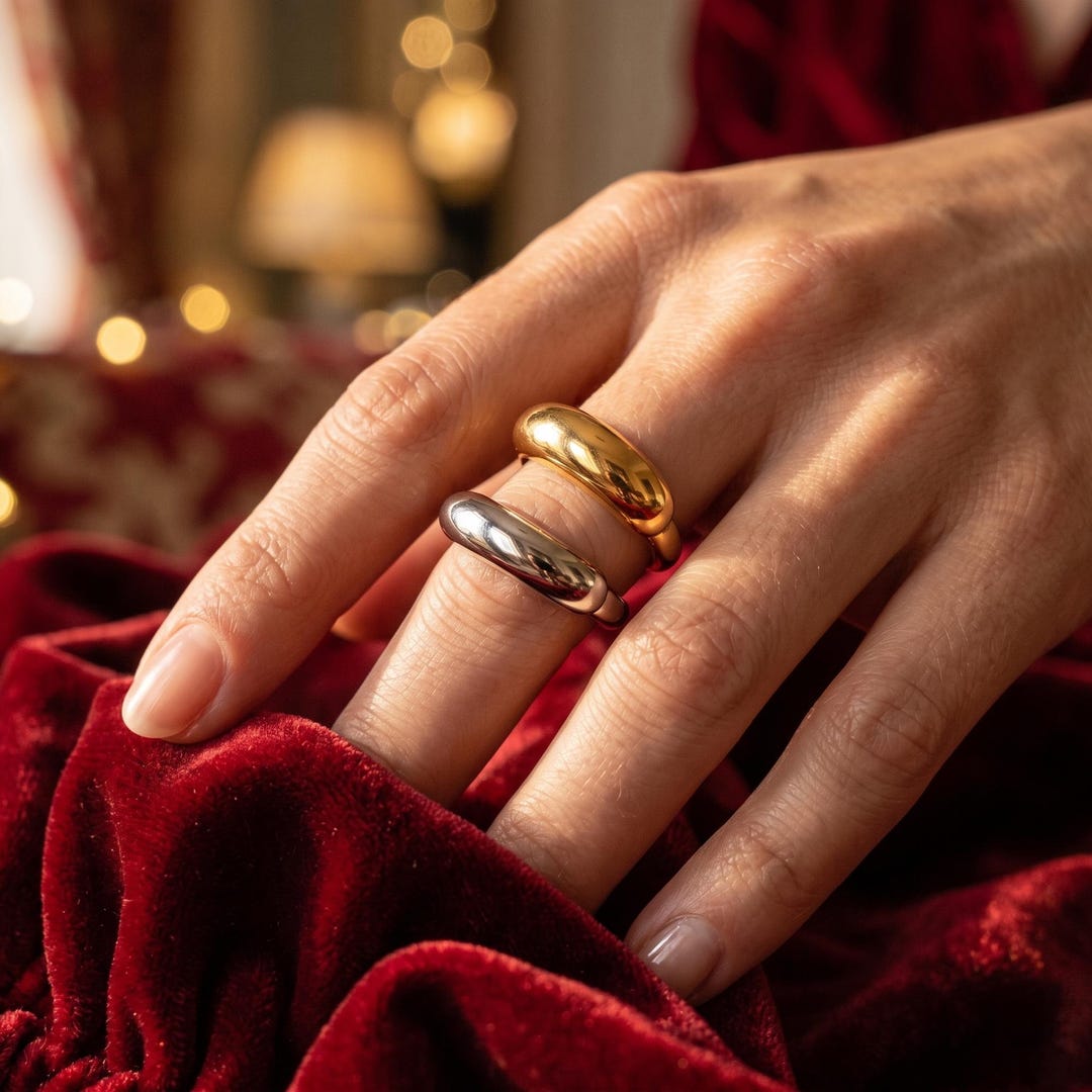 Split Complementary Examples Jewelry Sculptural Split Ring, 18K Gold Plated Chunky Band, Minimalist ...