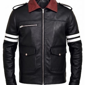 Chaqueta de cuero Alex Mercer, prototipo de chaqueta para cosplay de videojuegos, prenda exterior de motociclista hecha a mano.