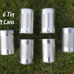 6 Clean Tin Cans for Crafts, Candles, Planters, Wedding Decor – Repurposed Metal Supplies