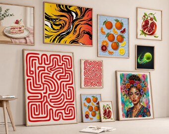 Maximalist Printable Wall Art for kitchen, gallery, bathroom, Posters For kids home living bedroom bundle Digital Downlaod