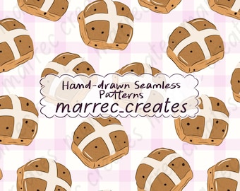 Hot Cross Brötchen Muster, Osterbacken Design (Digitaler Download)