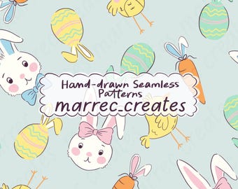 Osterhase Musterdesign, süßes Küken und Ei Druck, Pastell Frühling Baby Kinderzimmer Stoffdesign (digitaler Download)