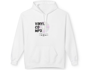 Sudadera con capucha de vinilo, CD y MP3 / Formatos de música retro con gráficos