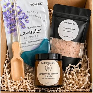 Caja de regalo mediana para el autocuidado / Set de regalo de spa / Caja de vela y sales de baño / Regalo de relajación / Soft Chaos Co.