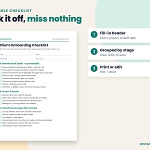 Close up of the first checklist page