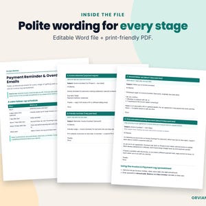 Pages of the payment reminder email templates