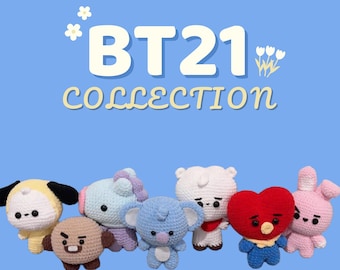 Porte-clés BT21 fait main au crochet