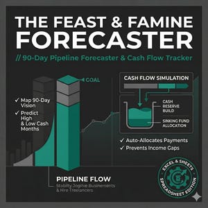 Pronosticador de periodos de abundancia y escasez / Rastreador de flujo de caja de proyectos a 90 días (hoja de cálculo)