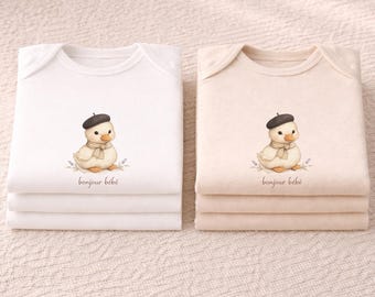 Body per neonati in cotone biologico con stampa di anatroccolo, body minimalista, completo per neonati dal design neutro, regalo unisex per neonati, regalo per neomamme