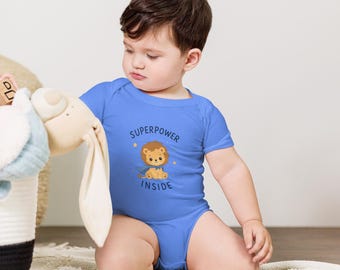 Lion Baby Bodysuit, Animal Baby Body, Cute Lion Toddler One Piece, Positive Gift for Special Needs Child, Baby Toddler Gift, New Baby Outfit