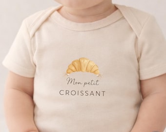 Body bébé bio Mon petit croissant, une-pièce à la française, body bébé fille, tenue bio pour bébé, cadeau petit croissant pour bébé