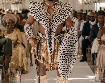 Collar con estampado de leopardo de inspiración zulú / Collar de boda tradicional africano / Accesorio llamativo hecho a mano