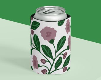 Vintage bloemmotief blikkoeler | Roze rozen, groene bladeren