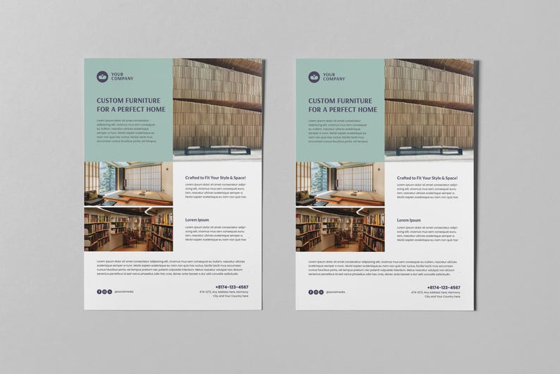 Modern Minimalist Interior Design Flyer Template (canva, PSD, AI, EPS ...