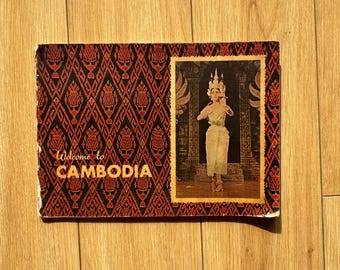 Guida turistica vintage della Cambogia (Shell Guide): opuscolo di viaggio degli anni '60 con mappa.