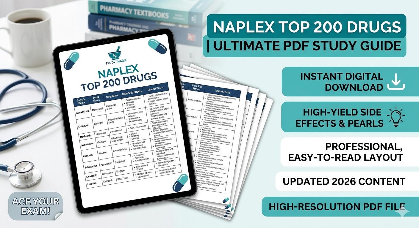 NAPLEX Study Guide 2026 | Top 200 Drugs Review PDF | Pharmacology ...