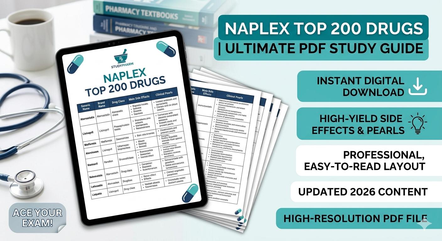 NAPLEX Study Guide 2026 | Top 200 Drugs Review PDF | Pharmacology ...