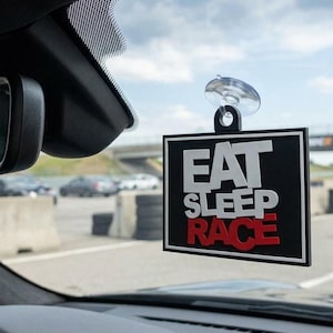 Eat Sleep Race Suction Cup Sign | JDM Motorsport Car Window Decor