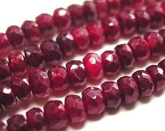 Ruby Beads 8 INCH Strand 4mm to 5mm Natural Precious Faceted Gemstone Strand Red Pigeon Blood Ruby Jewelry Supplies Free Shipping USA Seller