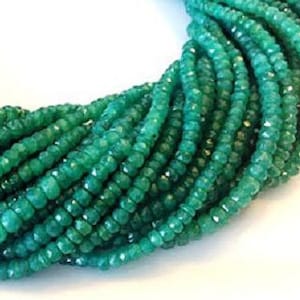 Emerald Beads Large 4.5mm to 5mm Beads Natural Faceted Rondelle Precious Gemstones Green Emerald Jewelry Supplies FREE Shipping USA Seller