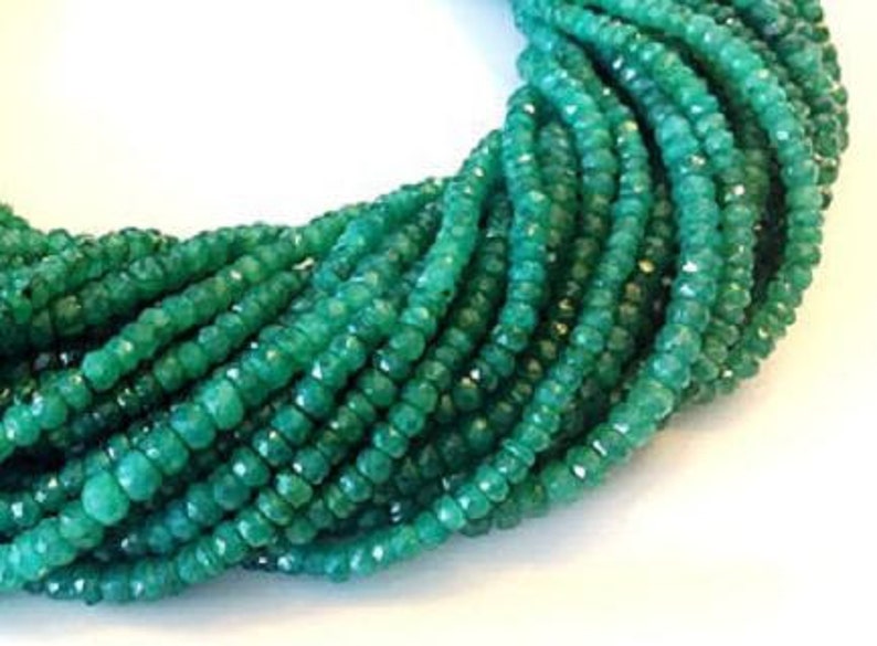 Emerald Beads Large 4.5mm to 5mm Beads Natural Faceted Rondelle Precious Gemstones Green Emerald Jewelry Supplies FREE Shipping USA Seller image 1