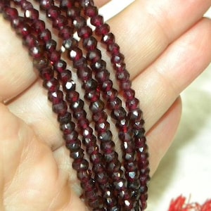 Garnet Beads 7 to 8 Inch Strand Drilled 3.5mm Red Rondelle Natural Semiprecious Faceted Gemstone Beads Jewelry Craft Supply Free Shipping