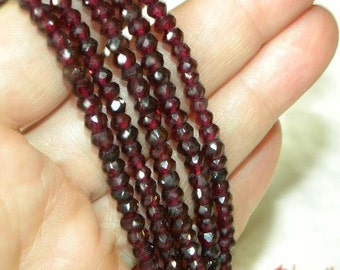 Garnet Beads 7 to 8 Inch Strand Drilled 3.5mm Red Rondelle Natural Semiprecious Faceted Gemstone Beads Jewelry Craft Supply Free Shipping