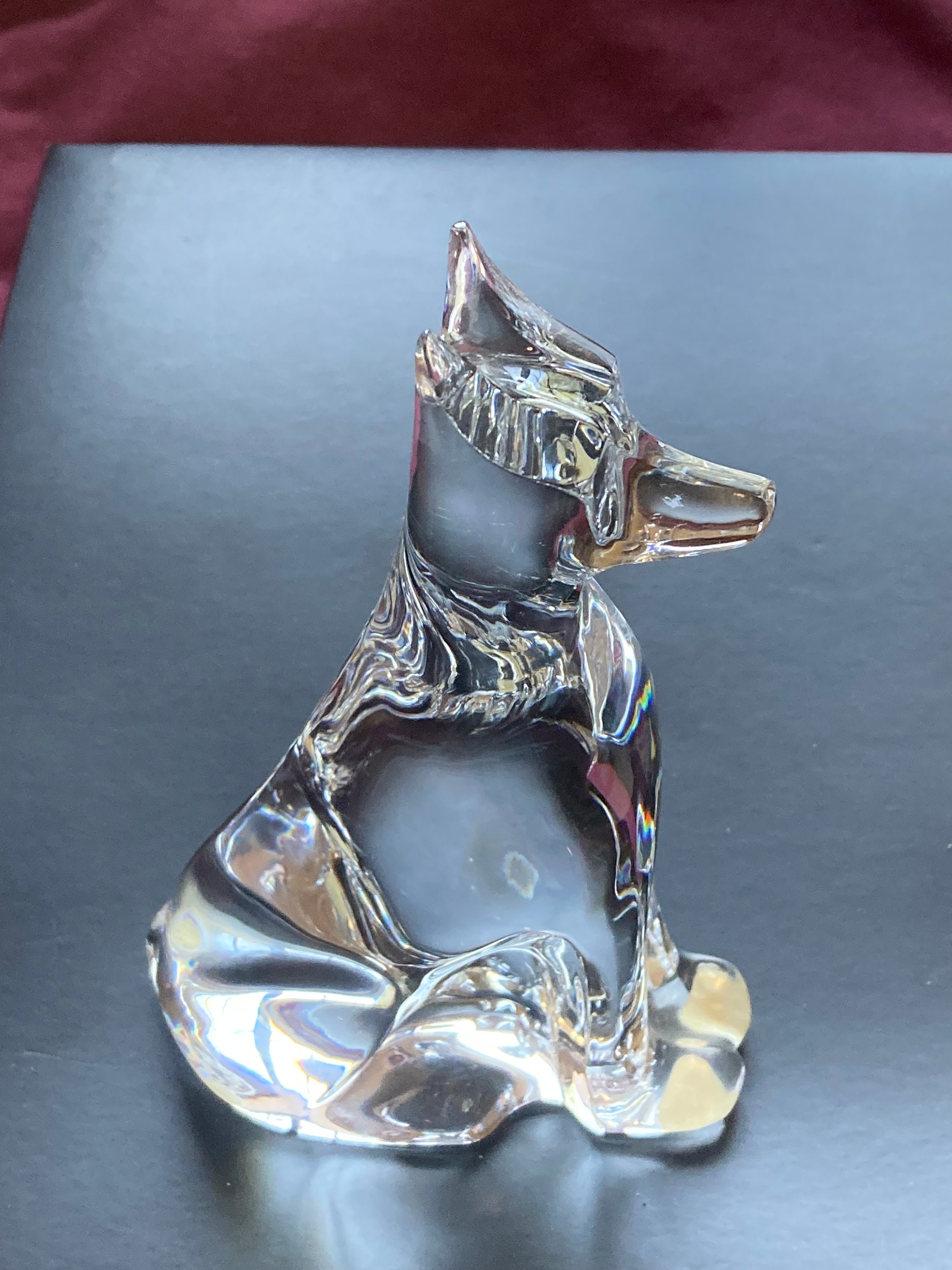Vintage Baccarat Crystal German Shepherd Figurine: EUC Clear Dog