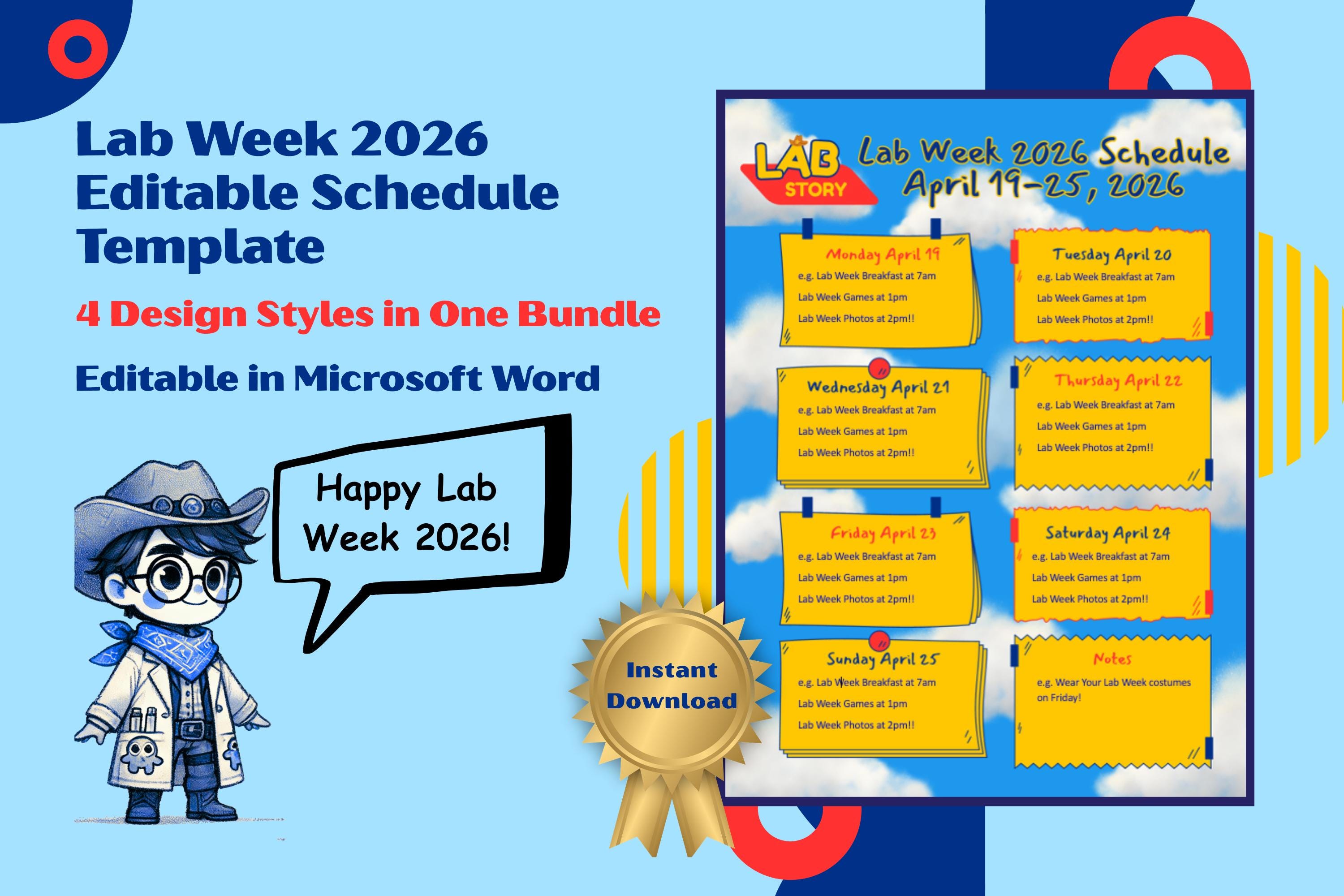 Lab Week 2026 Editable Schedule Template | 4 Design Styles | Microsoft ...