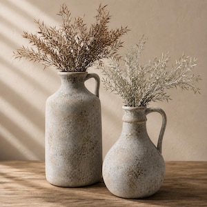 Vaso rustico in ceramica, vaso per fiori in terracotta maculata, decorazione Wabi Sabi per fiori secchi