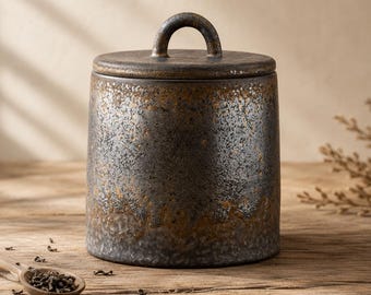 Tarro de té de cerámica japonesa / Bote de almacenamiento Wabi Sabi / Azucarero rústico para té, café y azúcar